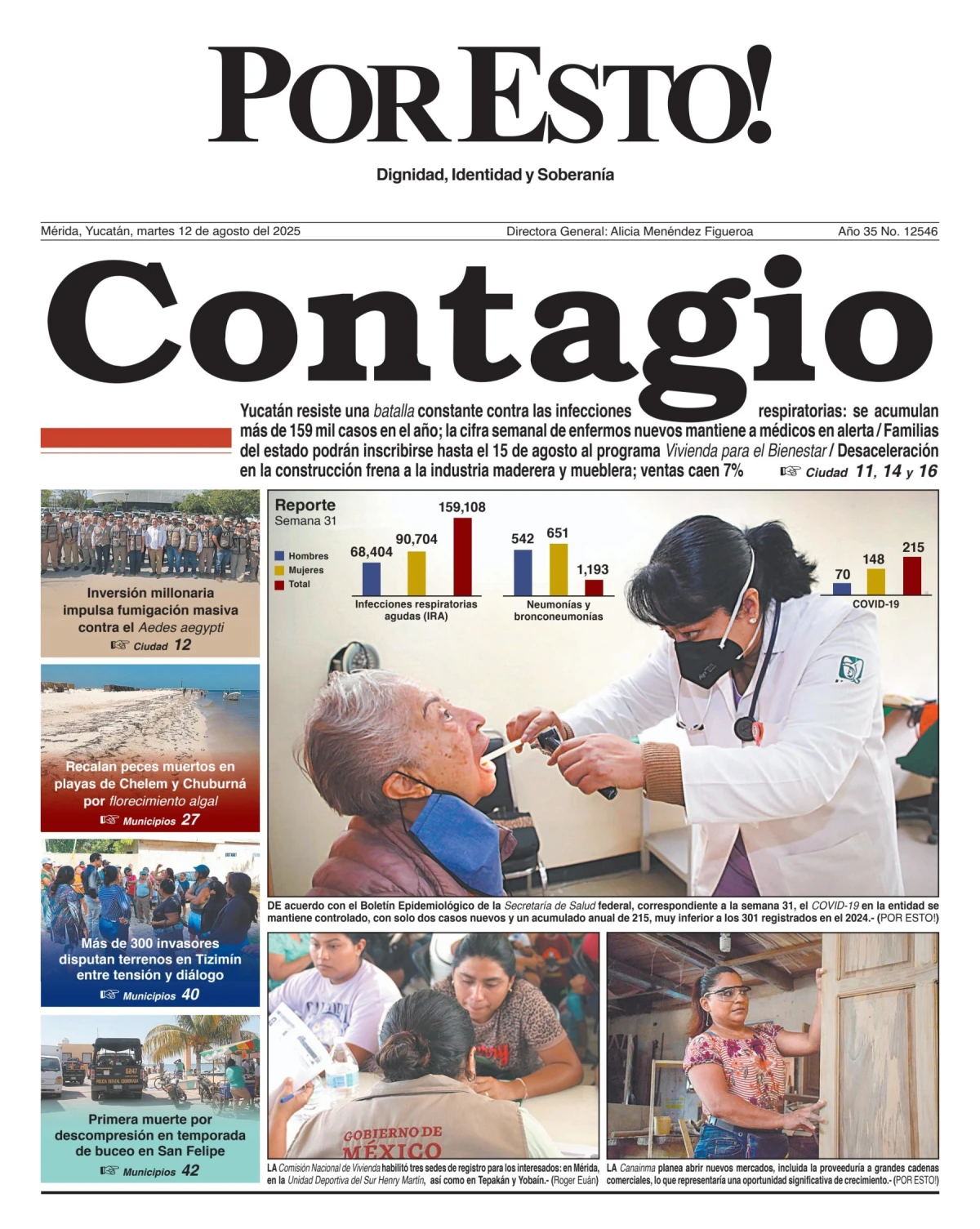 Portada de Por Esto (merida, Yucatan) del martes, 12 de agosto de 2025