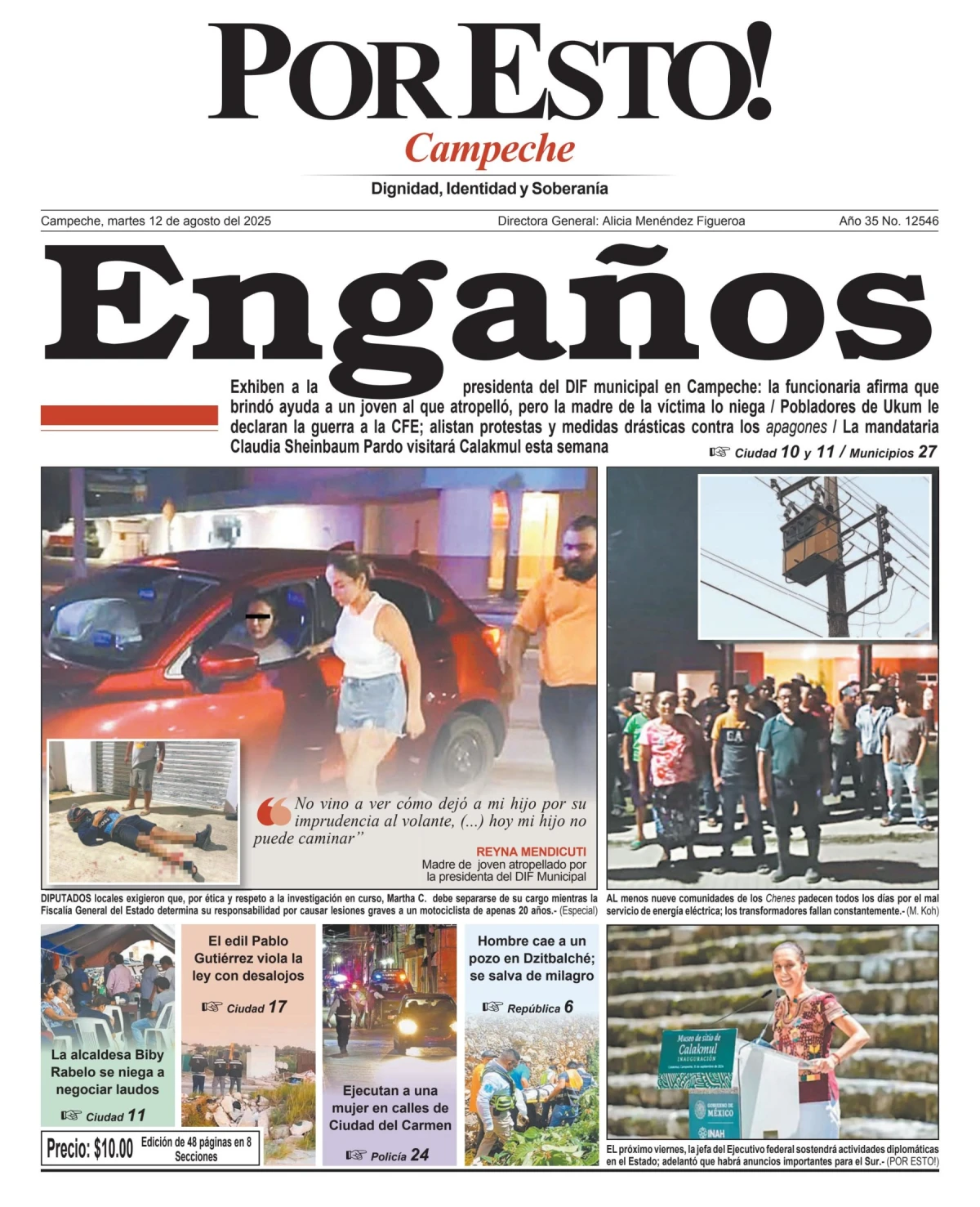 Portada de Por Esto (campeche) del martes, 12 de agosto de 2025