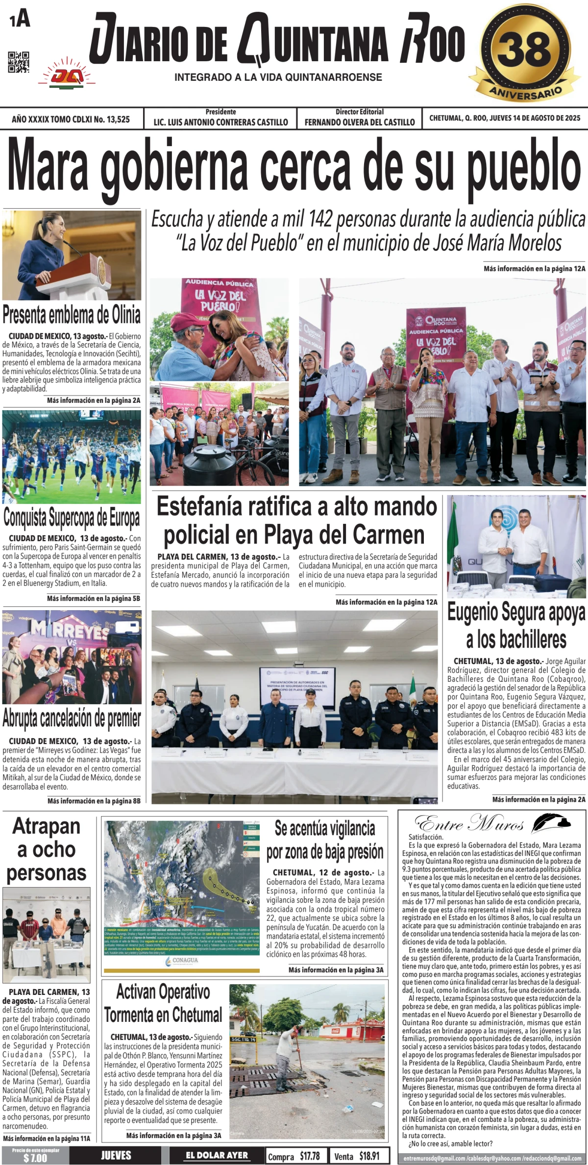 Portada de Diario de Quintana Roo (portada)
