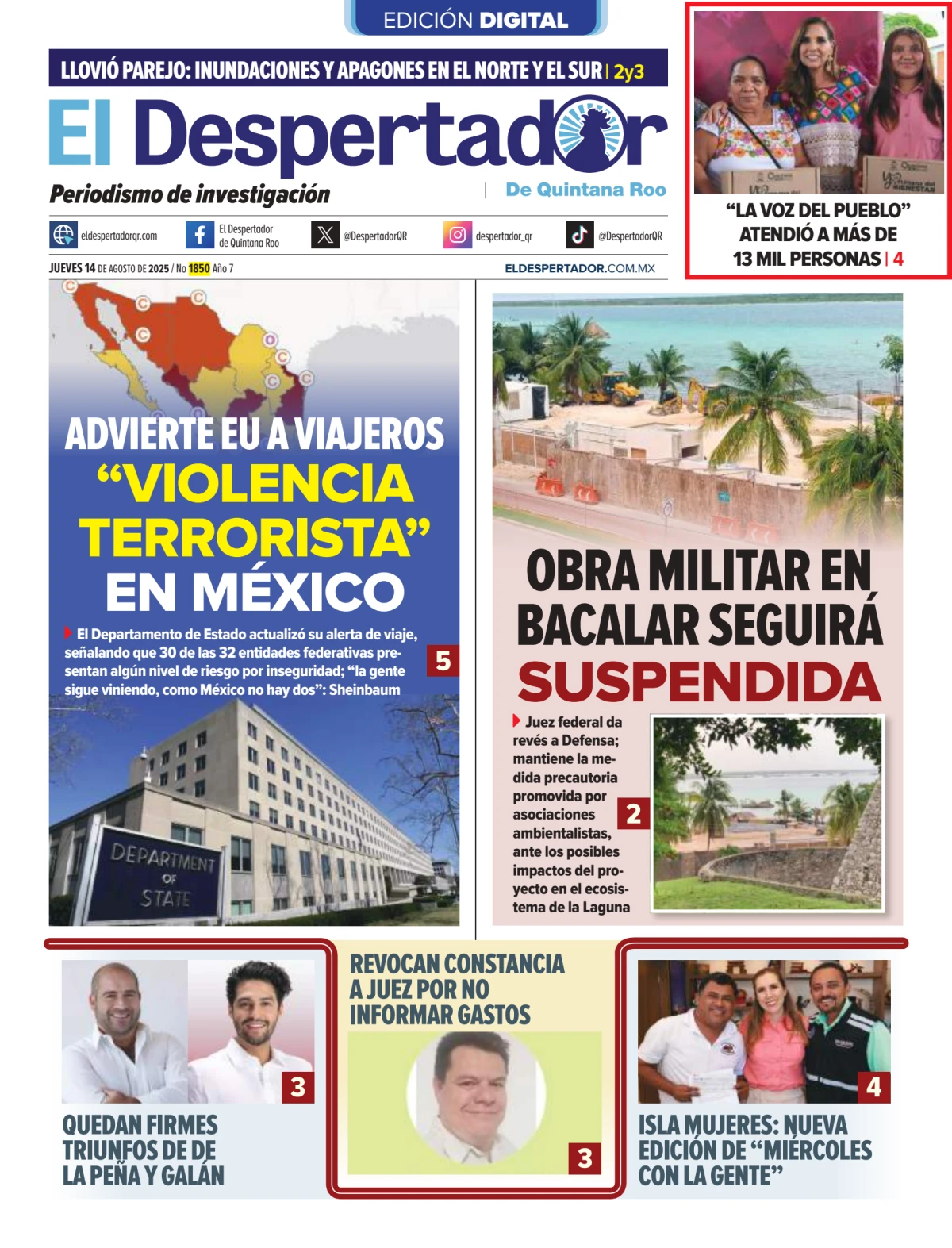 Portada de El Despertador de Quintana Roo