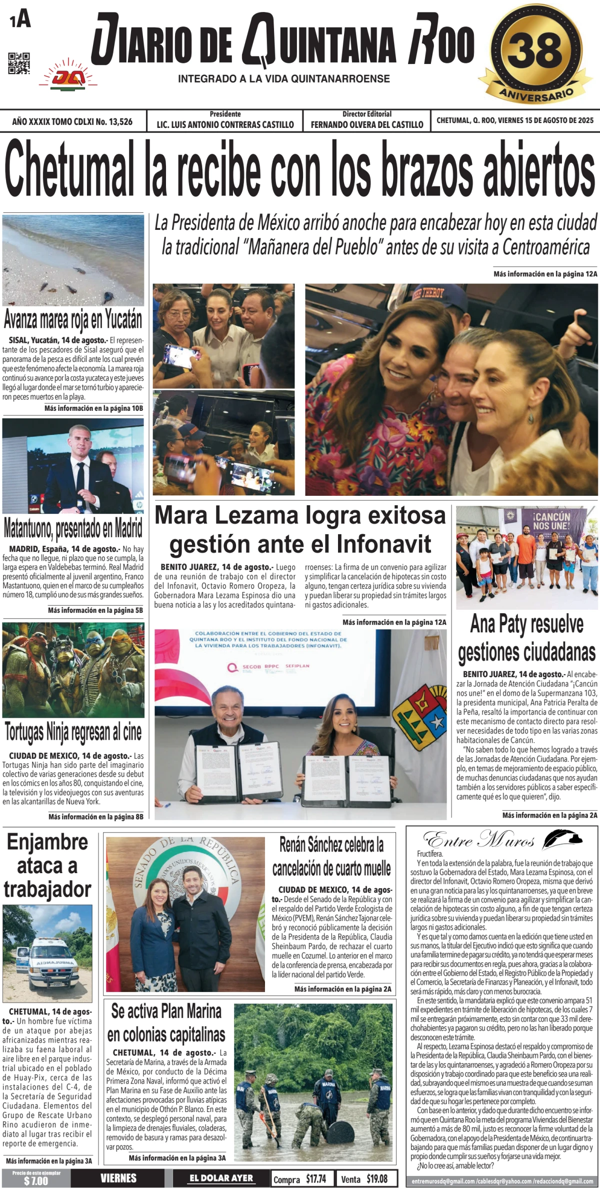 Portada de Diario de Quintana Roo (portada)