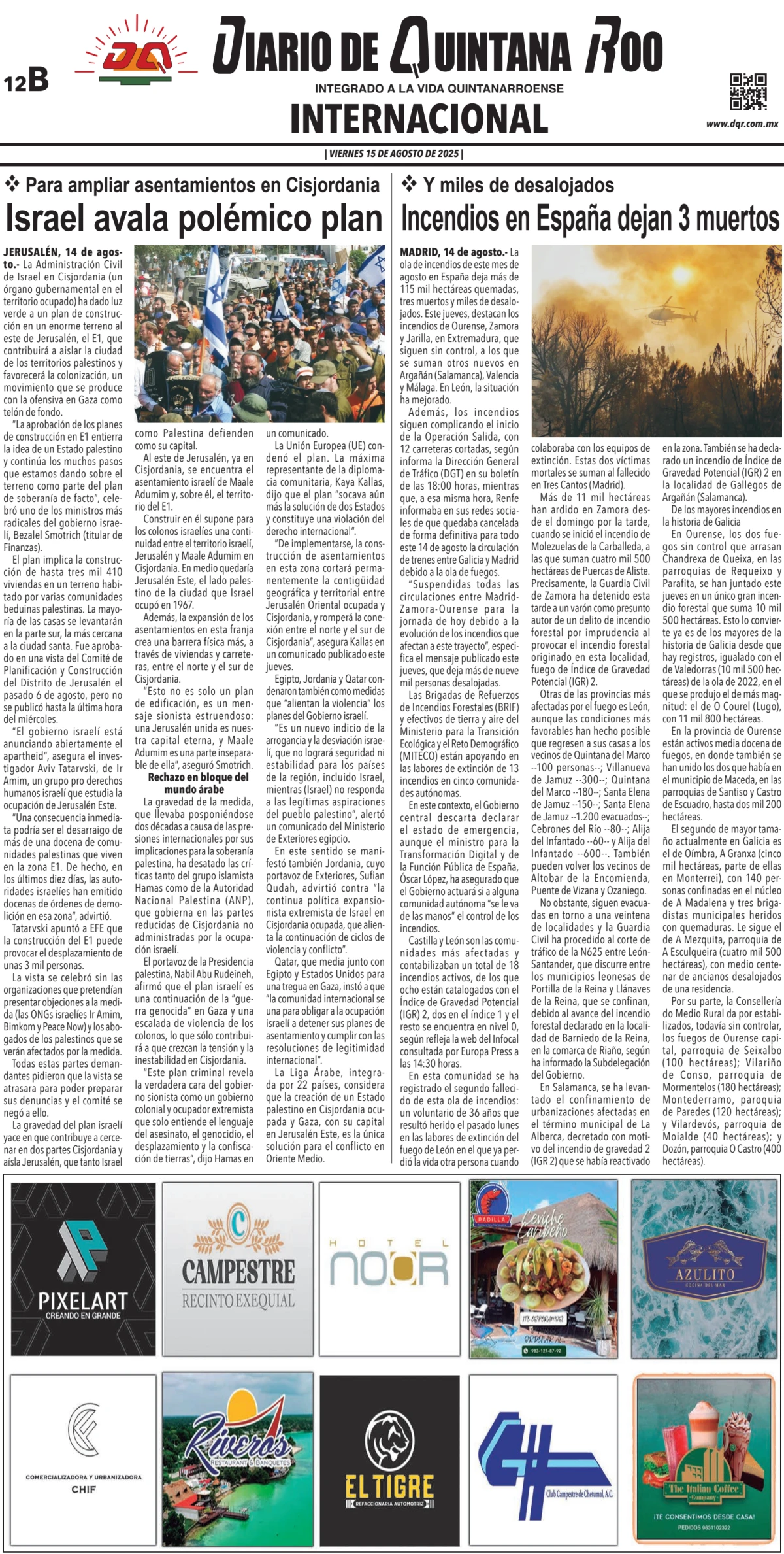 Portada de Diario de Quintana Roo (contra Portada)