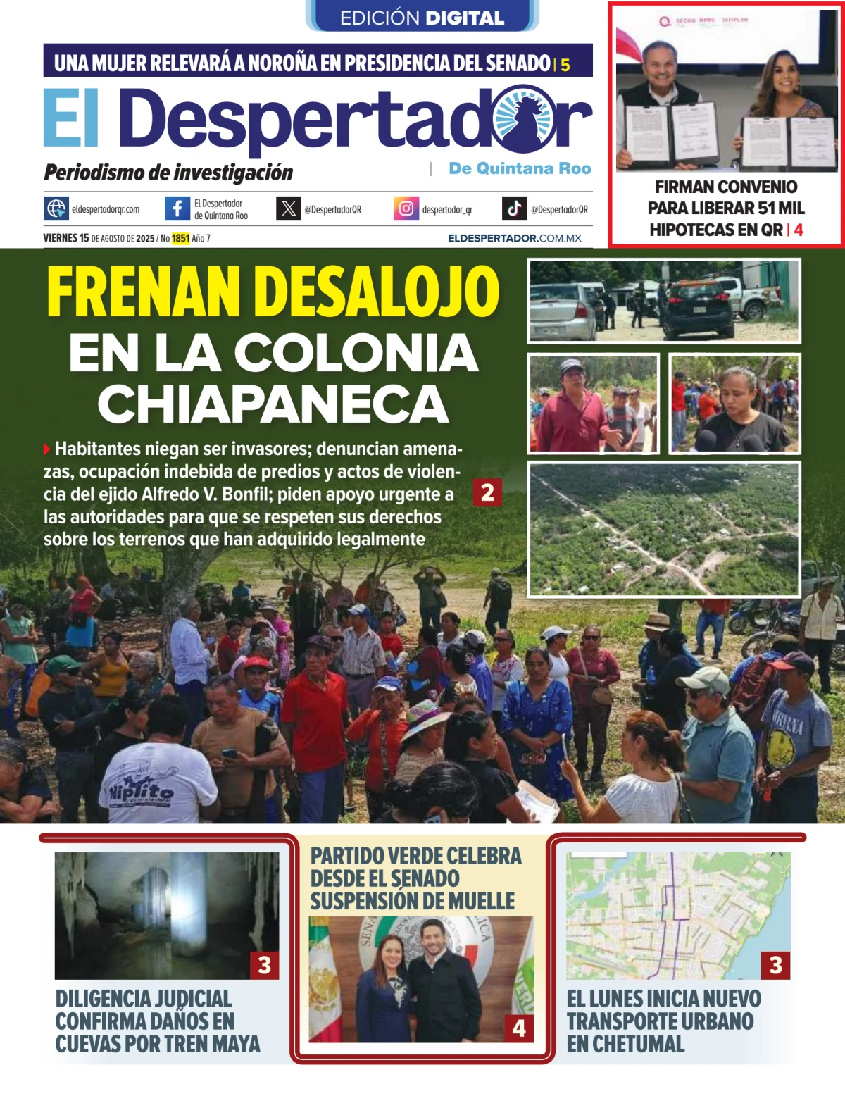 Portada de El Despertador de Quintana Roo