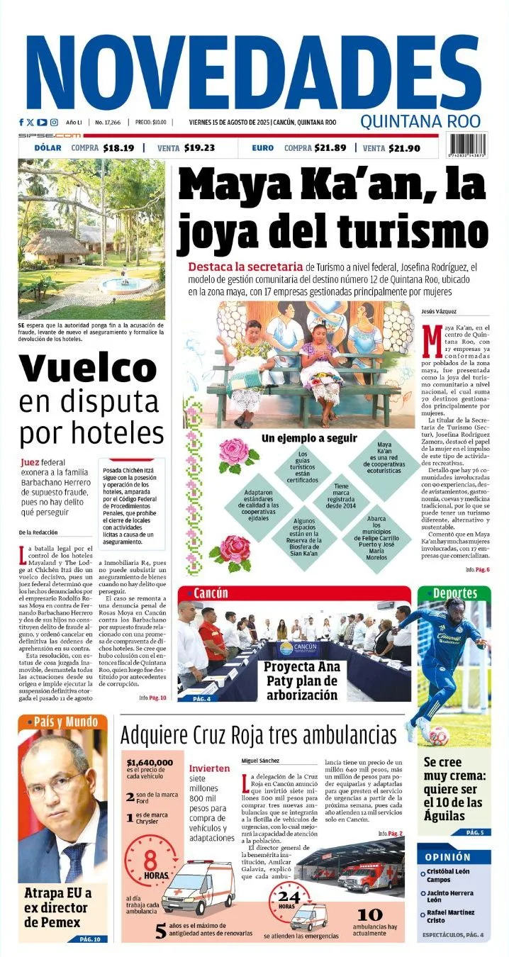 Portada de Novedades Quintana Roo