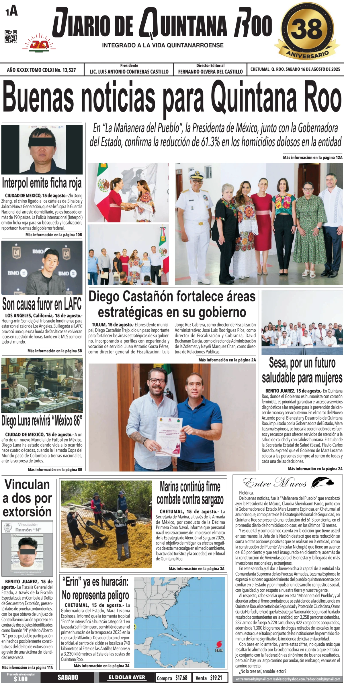 Portada de Diario de Quintana Roo (portada)