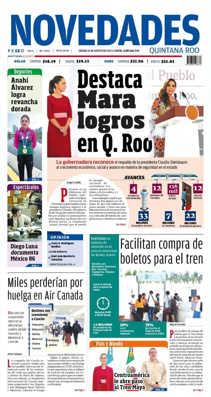 Portada de Novedades Quintana Roo