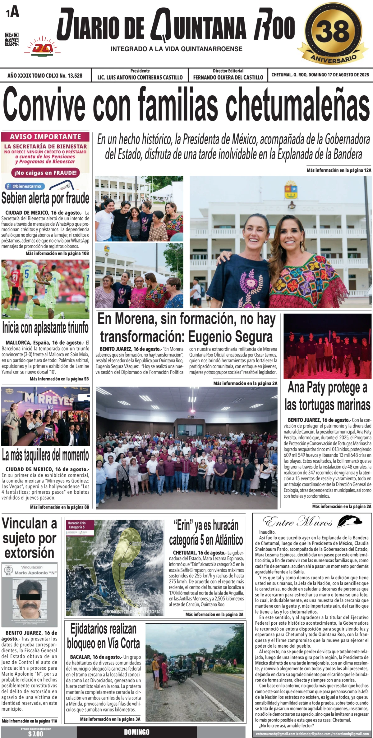 Portada de Diario de Quintana Roo (portada)