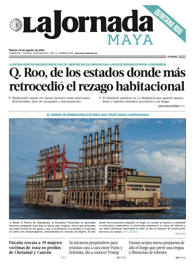 Portada de La Jornada Maya Quintana Roo del martes, 19 de agosto de 2025