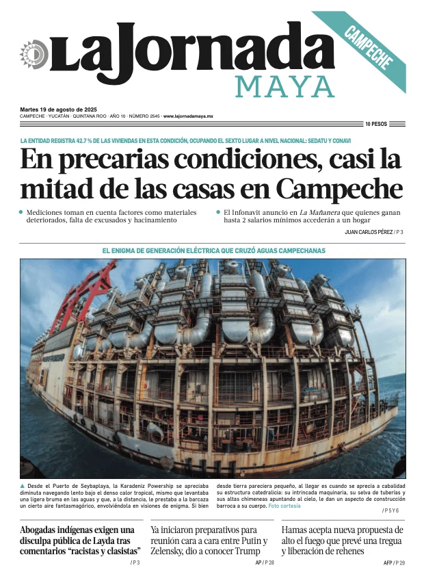 Portada de La Jornada Maya Campeche del martes, 19 de agosto de 2025