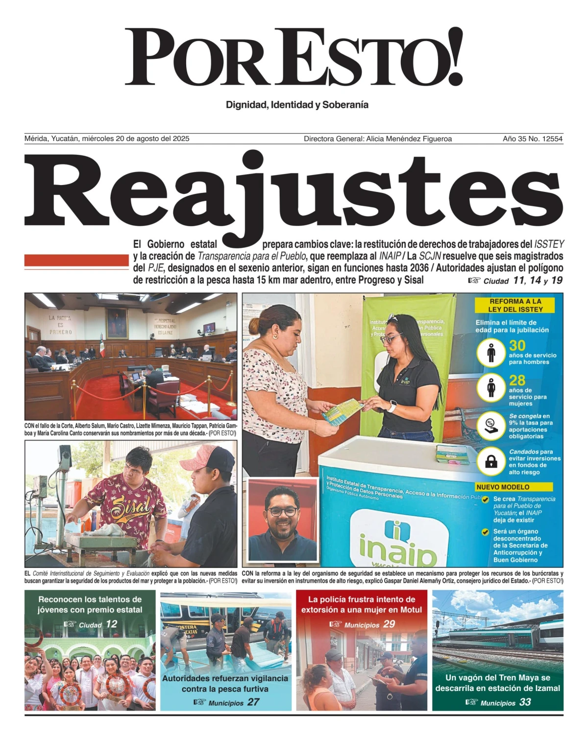 Portada de Por Esto (merida, Yucatan) del miércoles, 20 de agosto de 2025