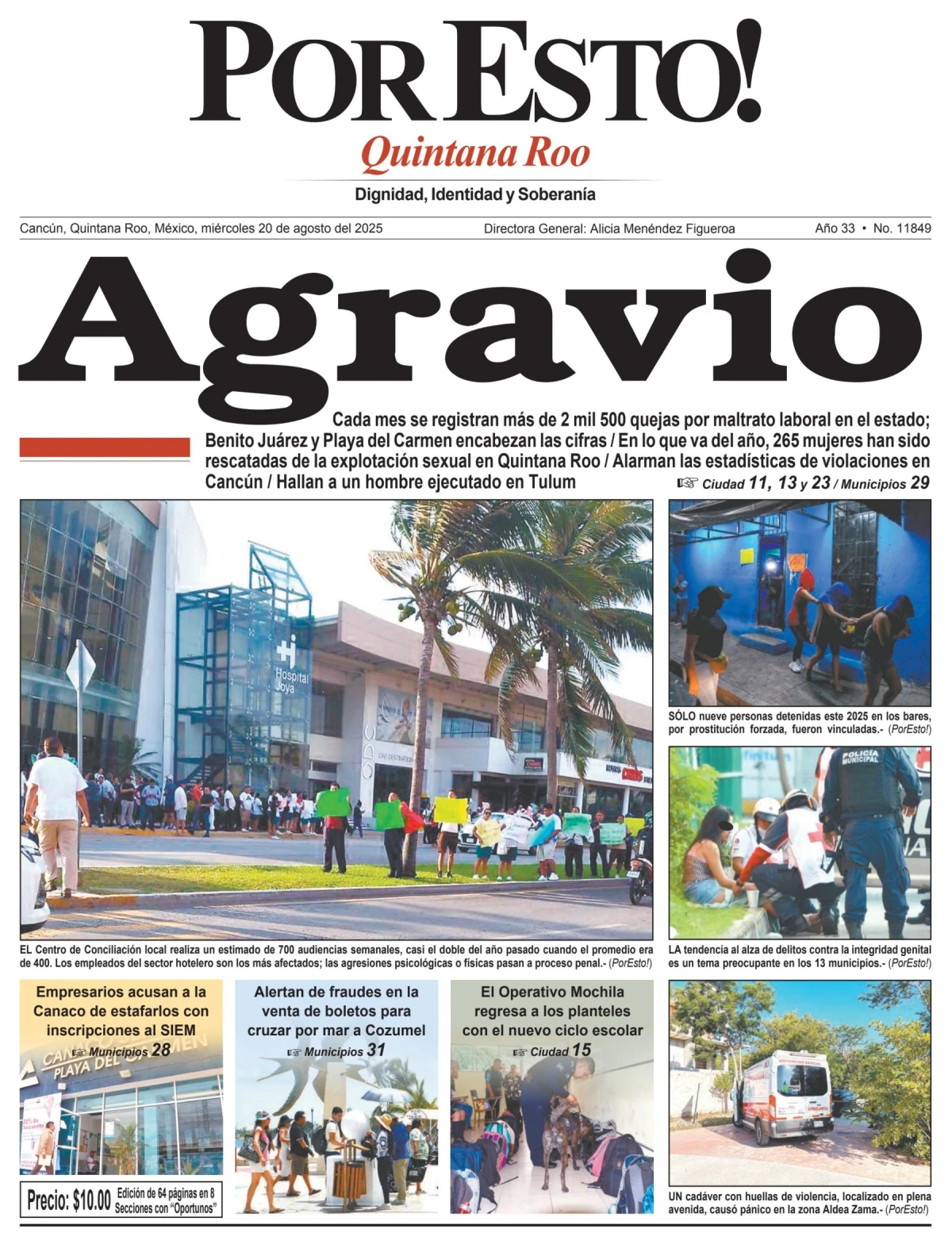 Portada de Por Esto (quintana Roo Cancun) del miércoles, 20 de agosto de 2025