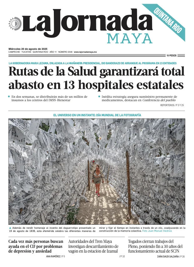 Portada de La Jornada Maya Quintana Roo del miércoles, 20 de agosto de 2025