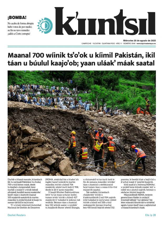 Portada de La Jornada - Kiintsil del miércoles, 20 de agosto de 2025