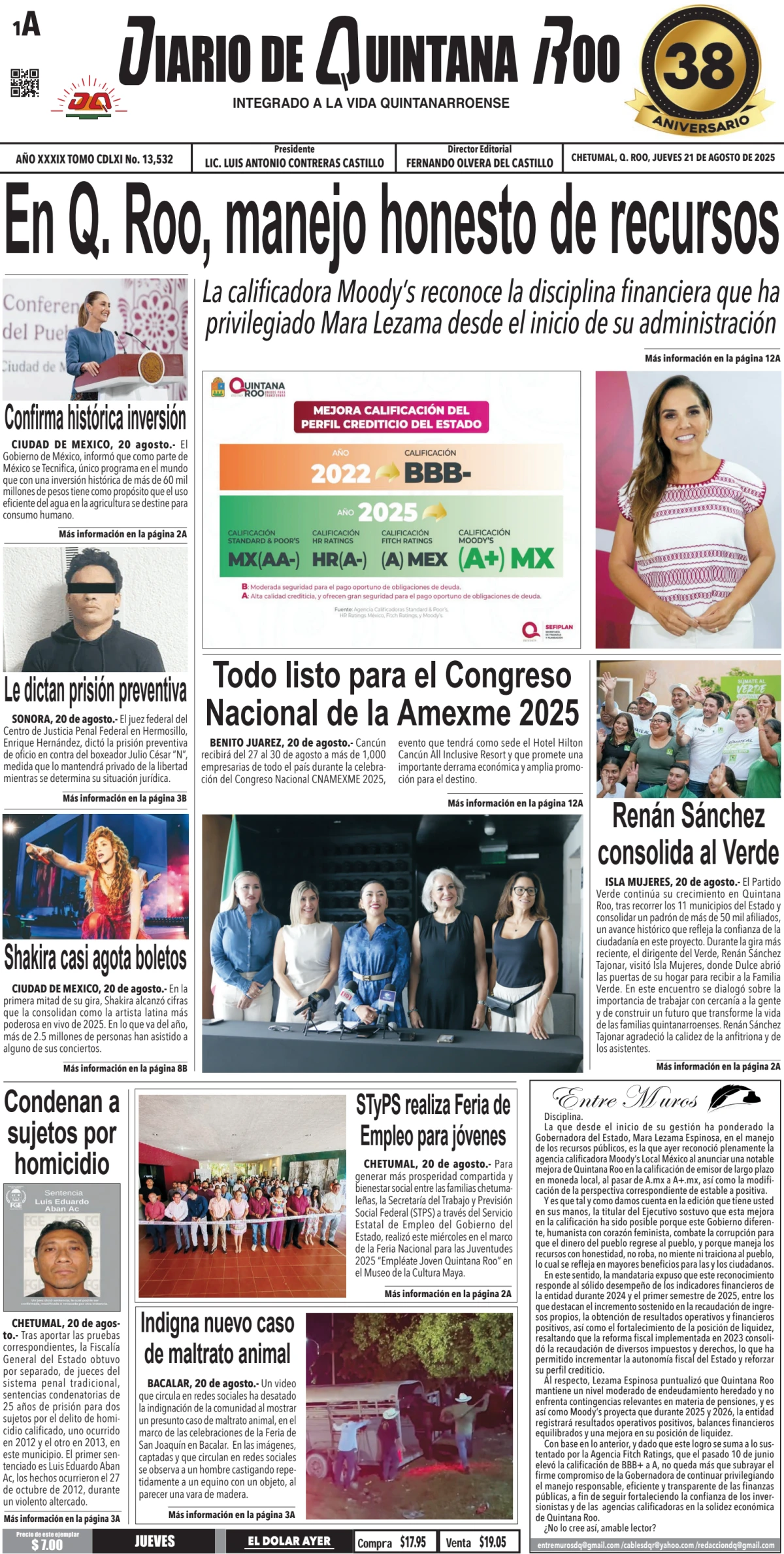 Portada de Diario de Quintana Roo (portada)