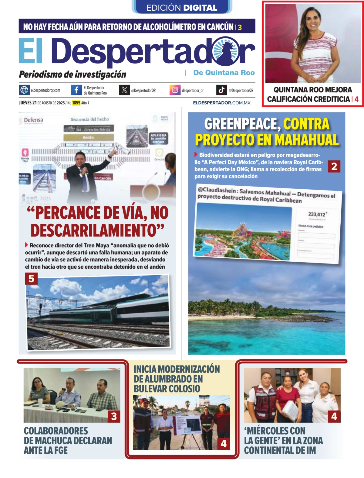 Portada de El Despertador de Quintana Roo
