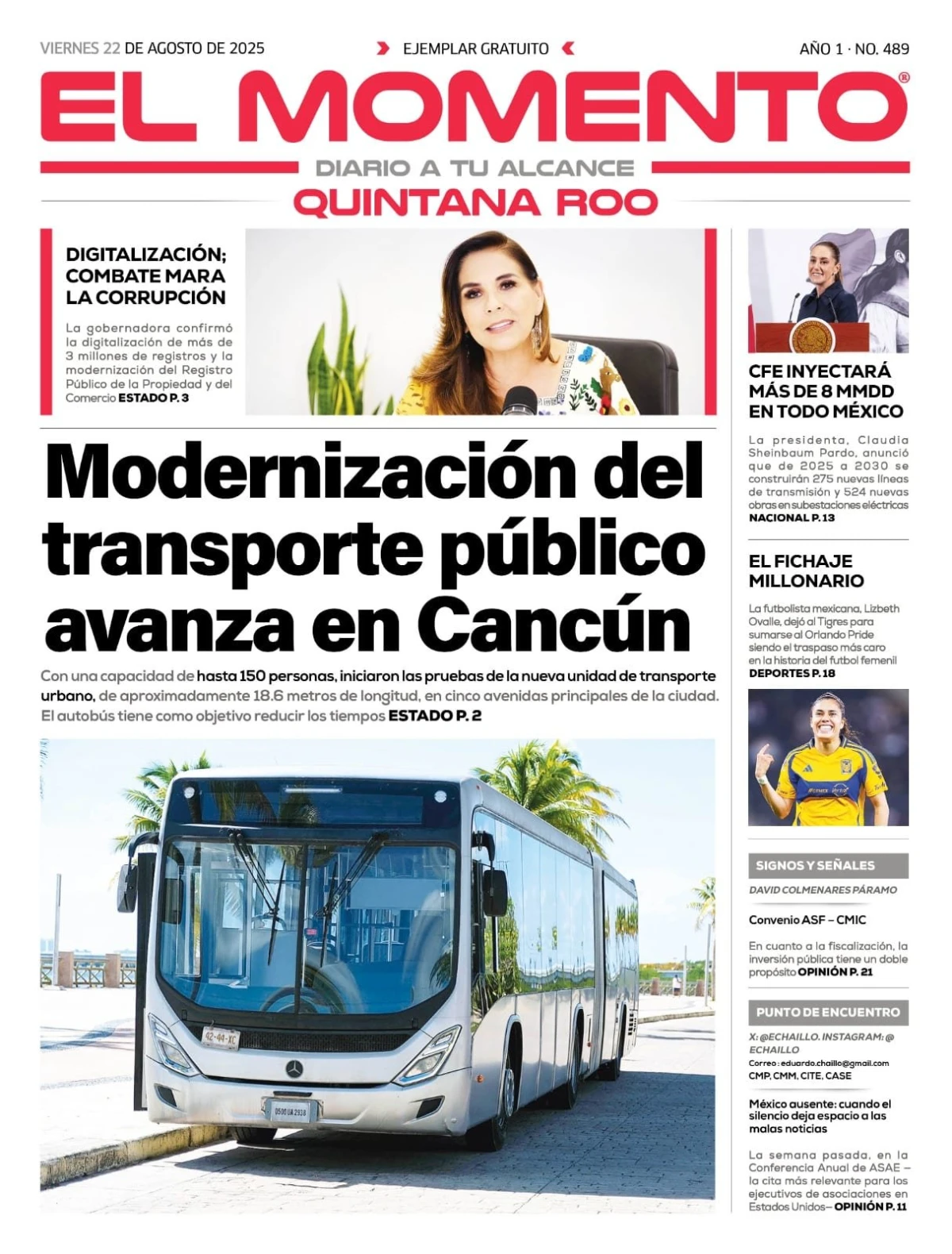 Portada de El Momento Quintana Roo