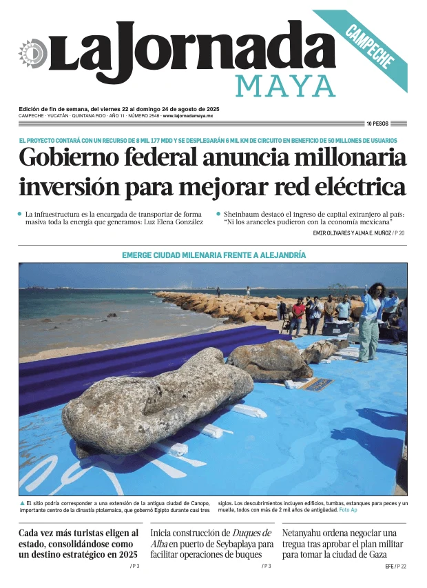 Portada de La Jornada Maya Campeche del viernes, 22 de agosto de 2025