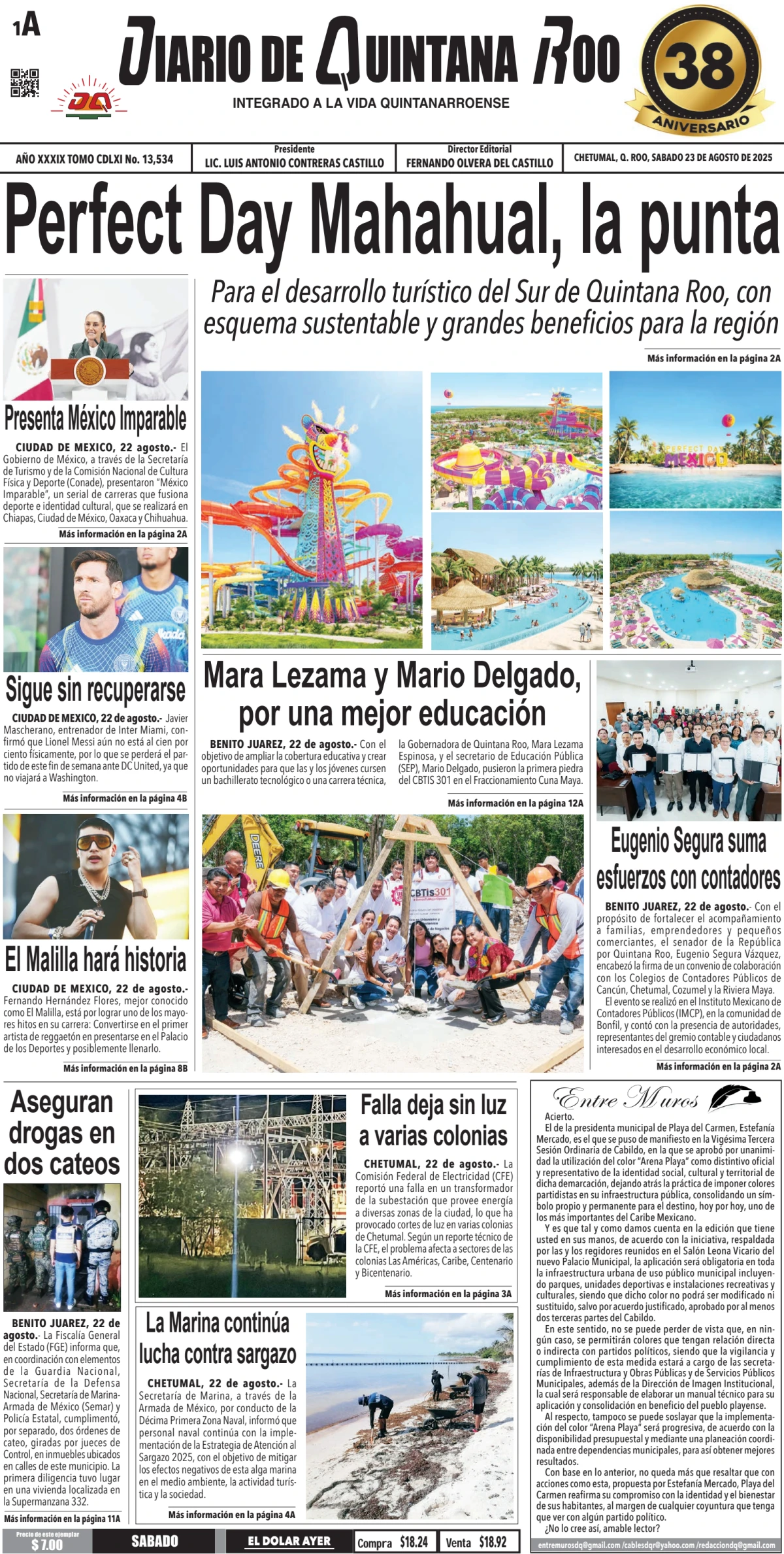 Portada de Diario de Quintana Roo (portada)