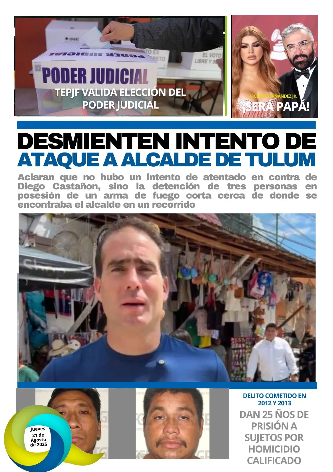 Portada de El Quintana Roo (contraportada) del jueves, 21 de agosto de 2025