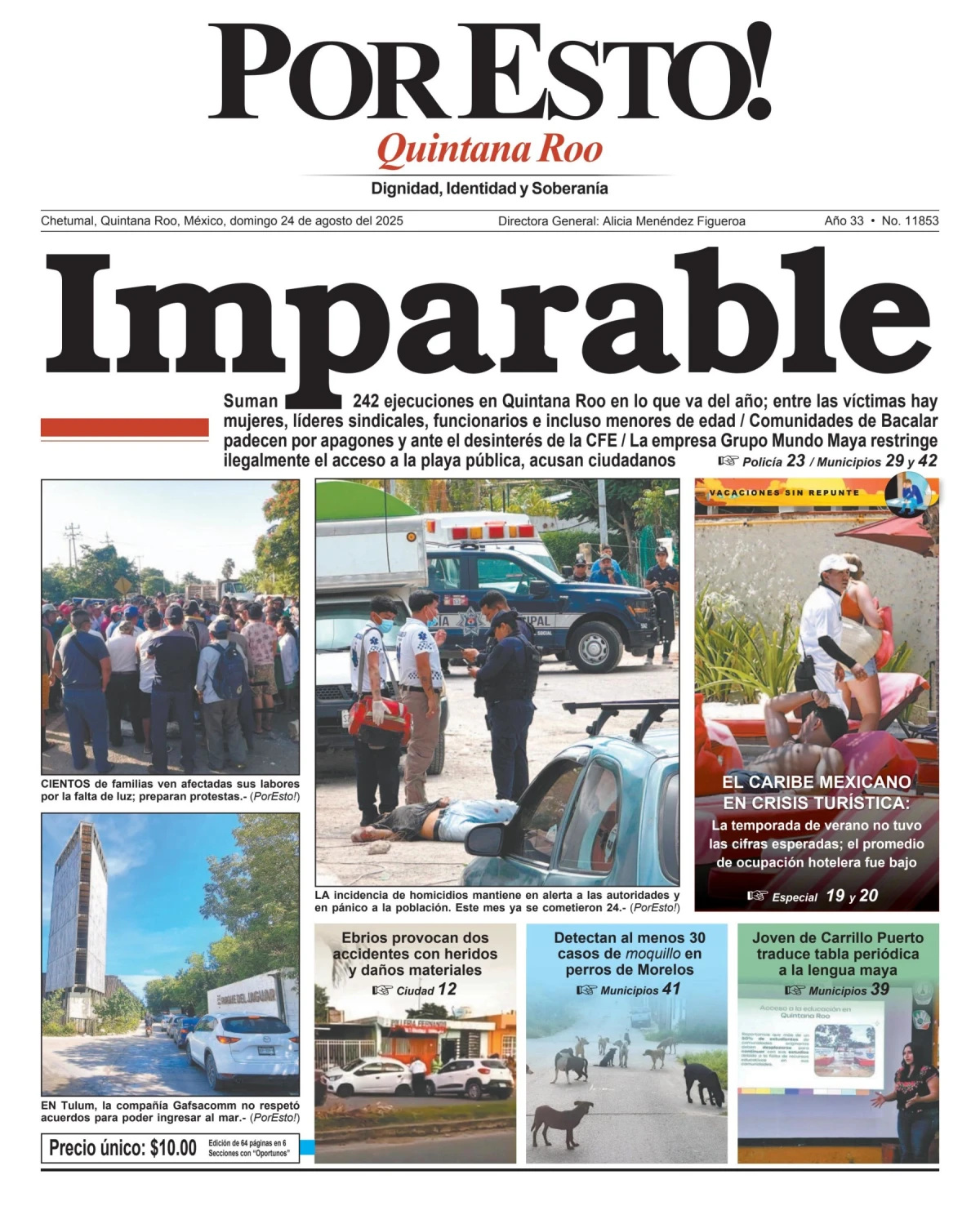 Portada de Por Esto (quintana Roo Chetumal) del domingo, 24 de agosto de 2025