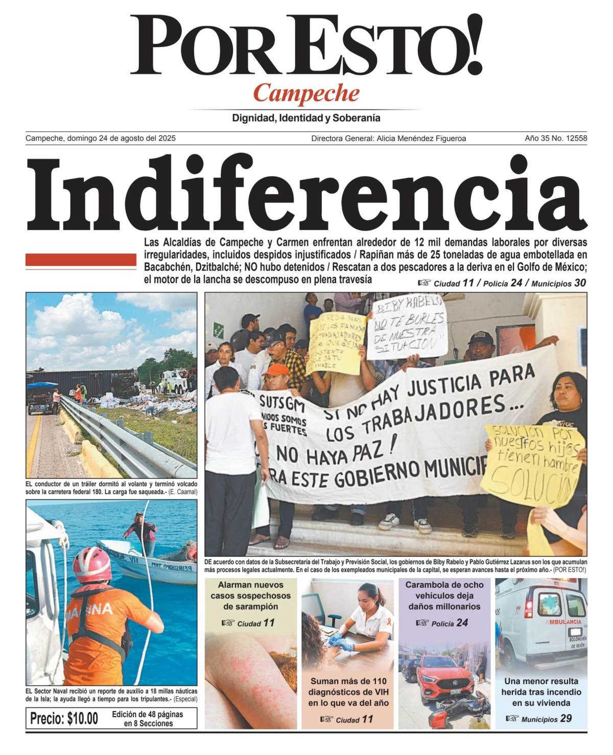 Portada de Por Esto (campeche) del domingo, 24 de agosto de 2025