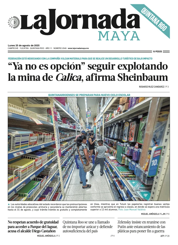 Portada de La Jornada Maya Quintana Roo