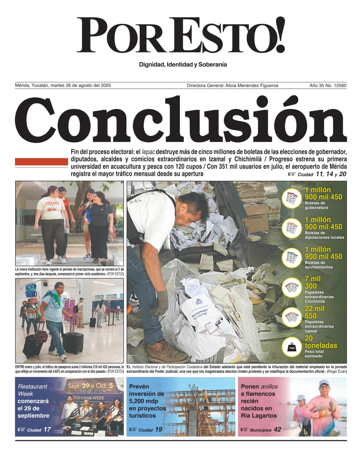 Portada de Por Esto (merida, Yucatan) del martes, 26 de agosto de 2025