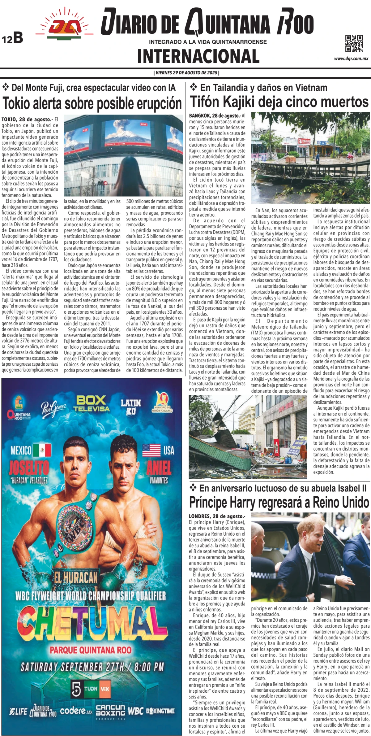 Portada de Diario de Quintana Roo (contra Portada)
