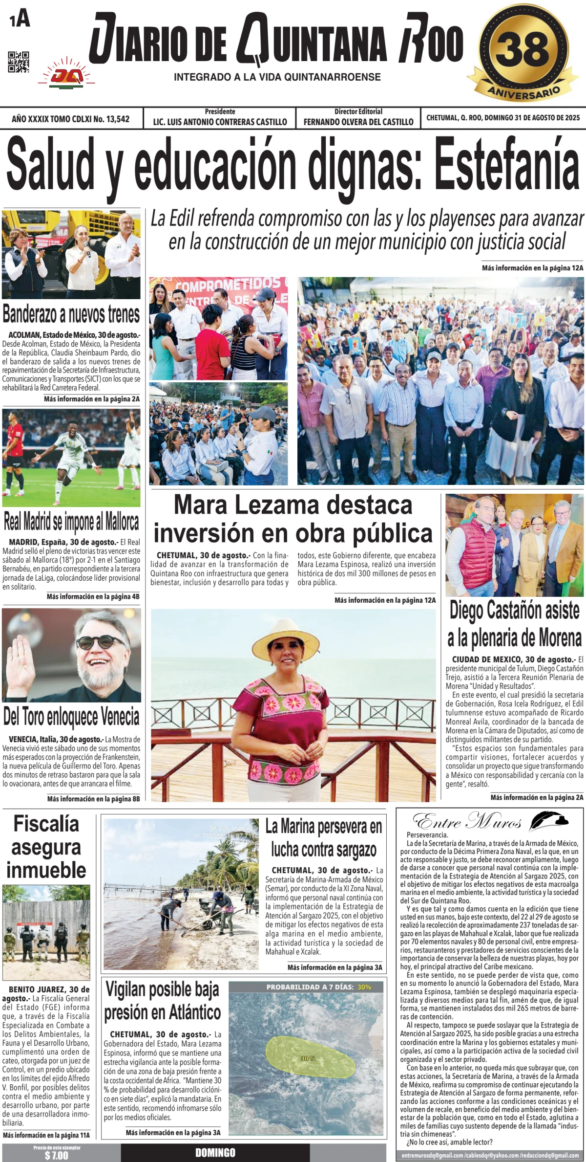 Portada de Diario de Quintana Roo (portada)