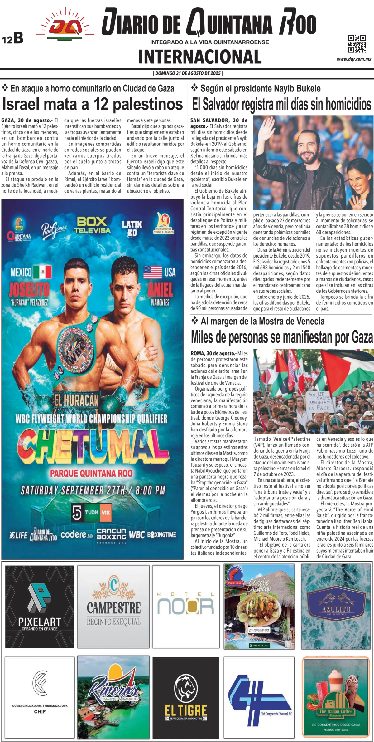 Portada de Diario de Quintana Roo (contra Portada)