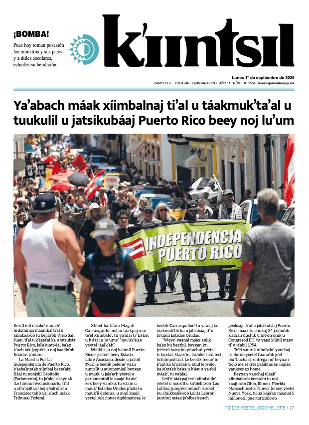 Portada de La Jornada - Kiintsil del lunes, 1 de septiembre de 2025