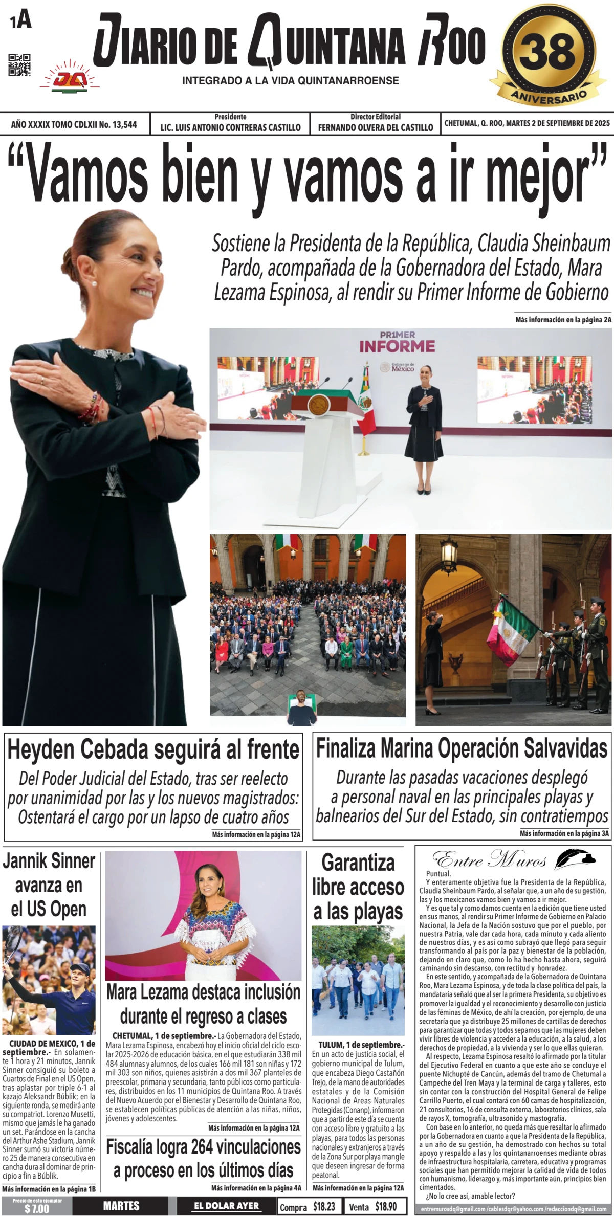 Portada de Diario de Quintana Roo (portada)