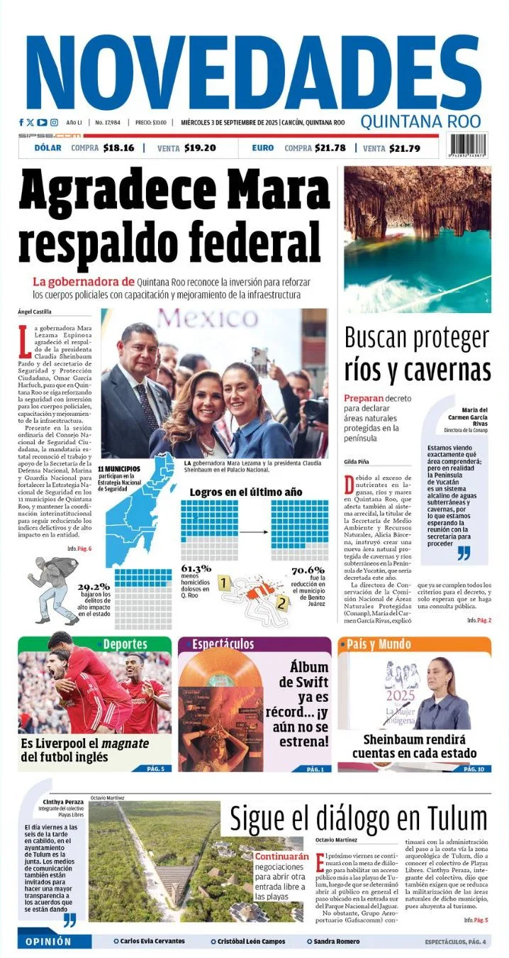 Portada de Novedades Quintana Roo