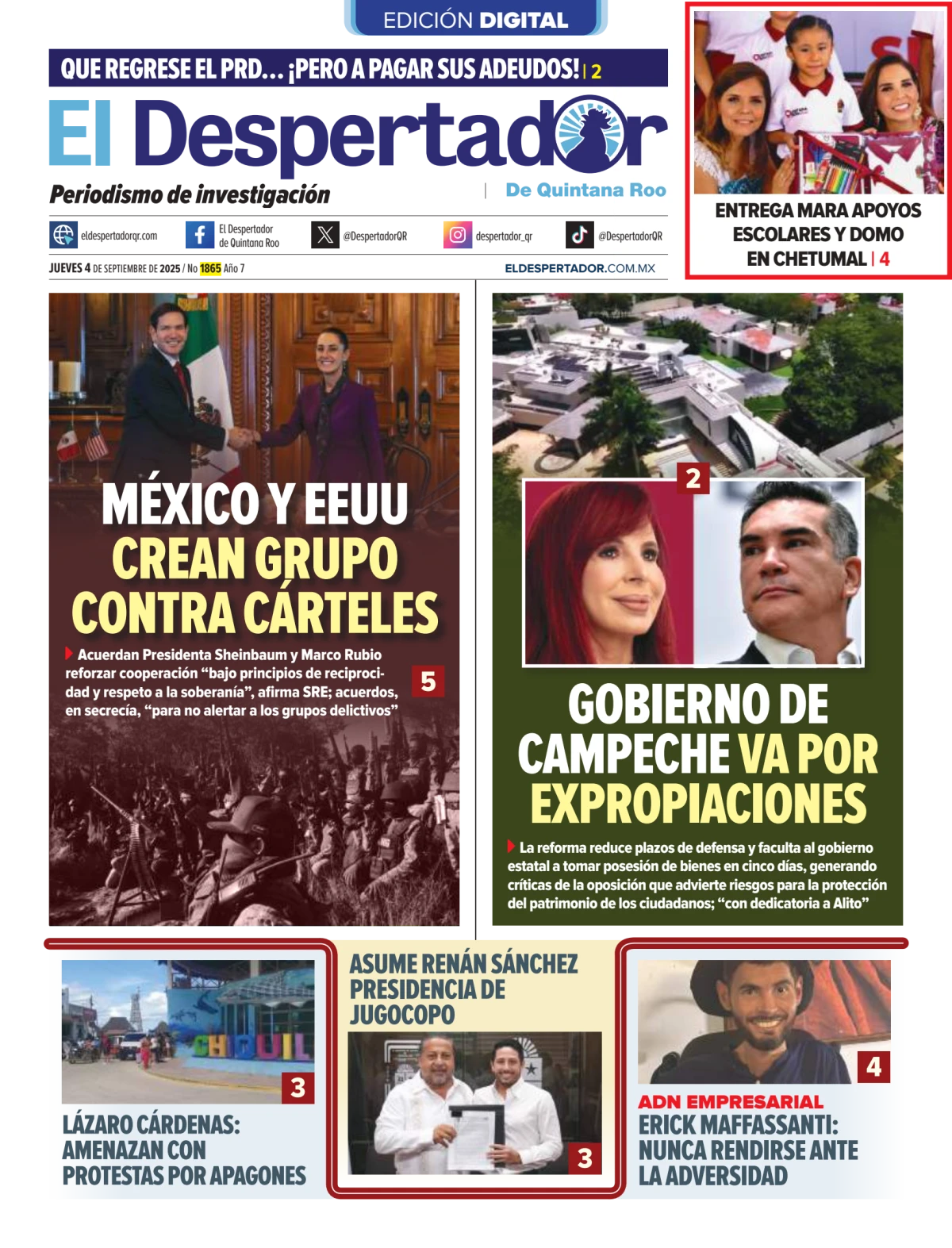 Portada de El Despertador de Quintana Roo