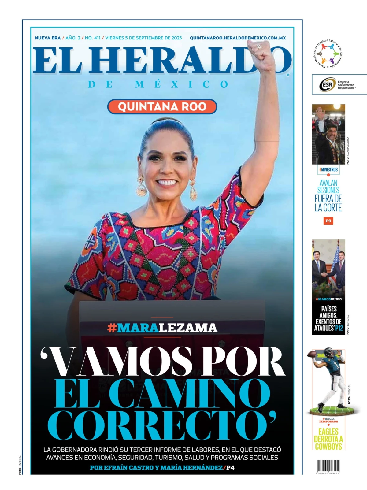 Portada de El Heraldo de Mexico - Quintana Roo