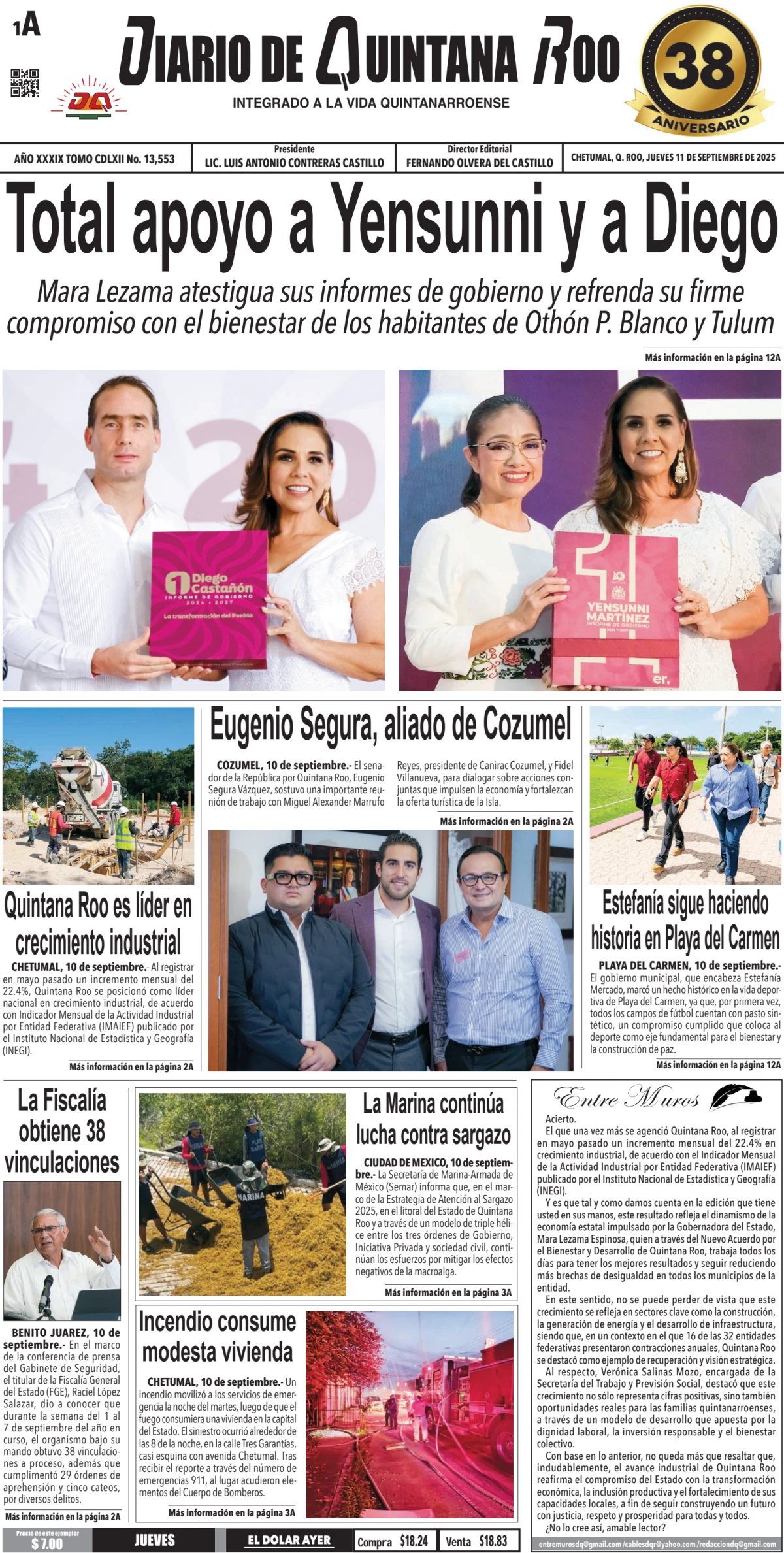 Portada de Diario de Quintana Roo (portada)
