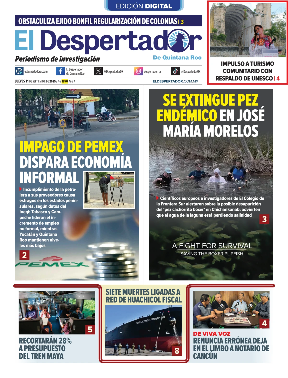 Portada de El Despertador de Quintana Roo