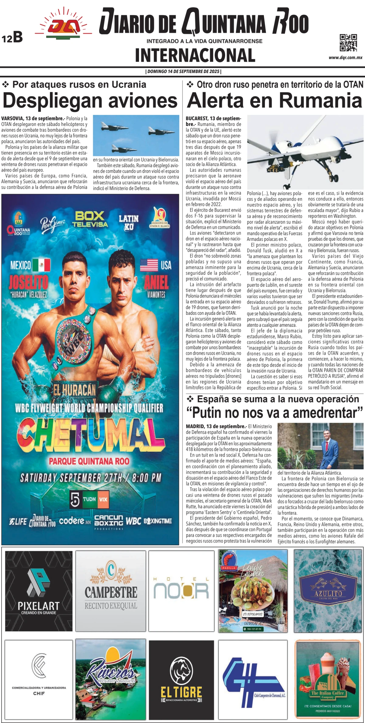 Portada de Diario de Quintana Roo (contra Portada)