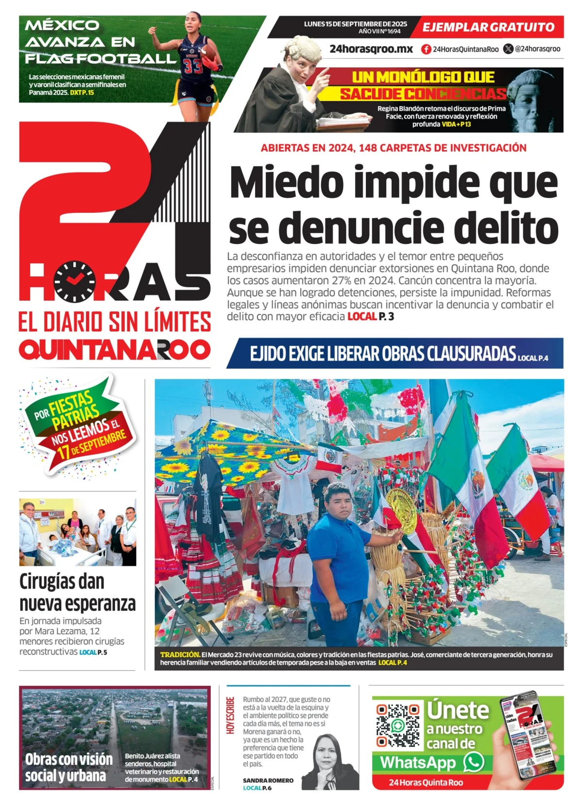 Portada de 24 Horas Quintana Roo