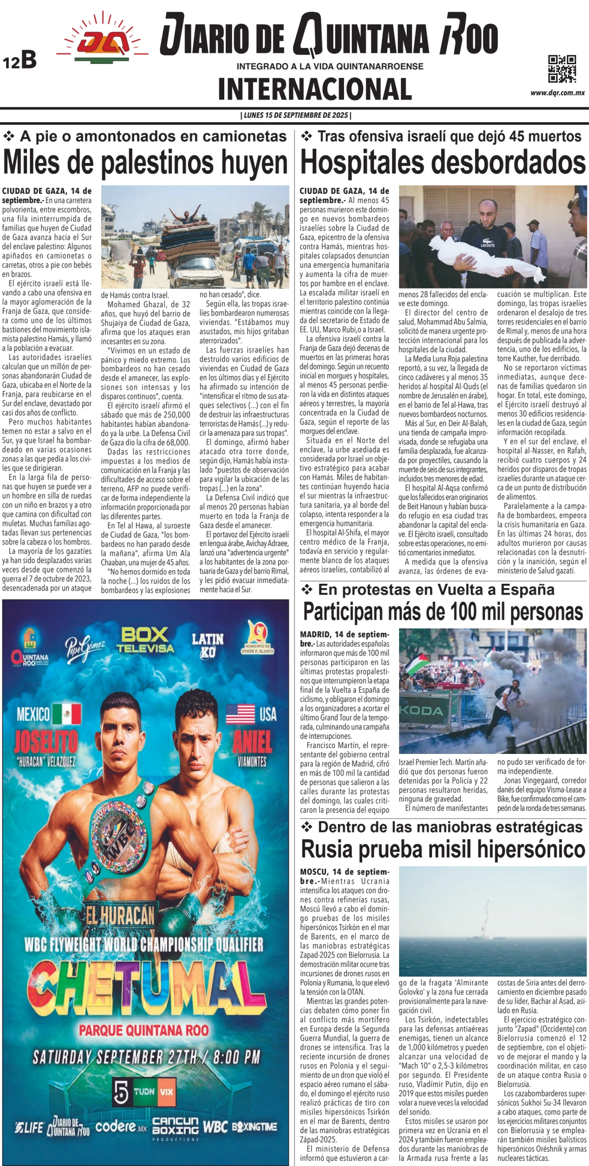 Portada de Diario de Quintana Roo (contra Portada)