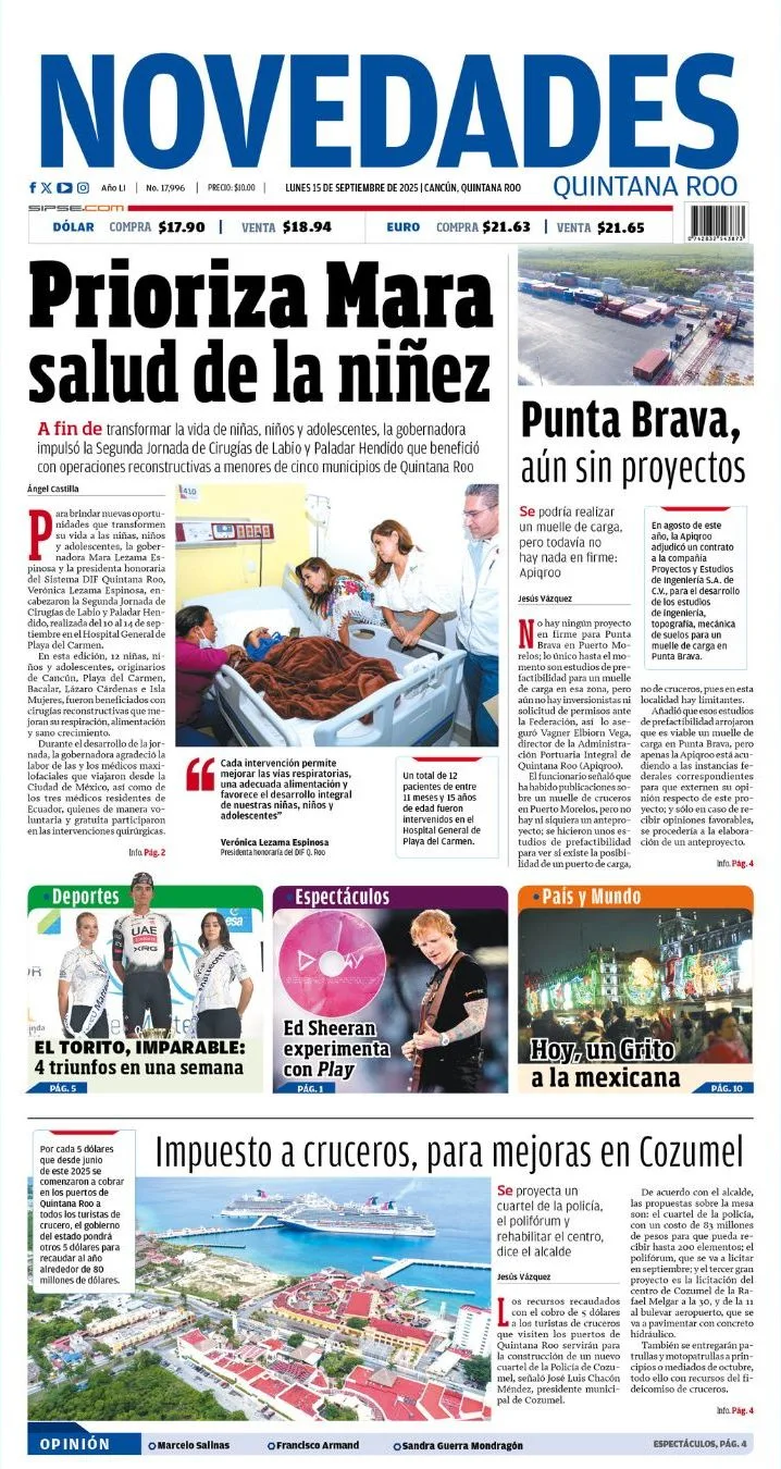 Portada de Novedades Quintana Roo