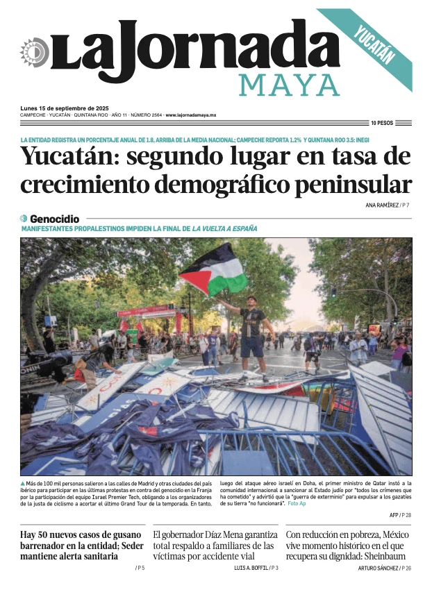 Portada de La Jornada Maya Yucatán