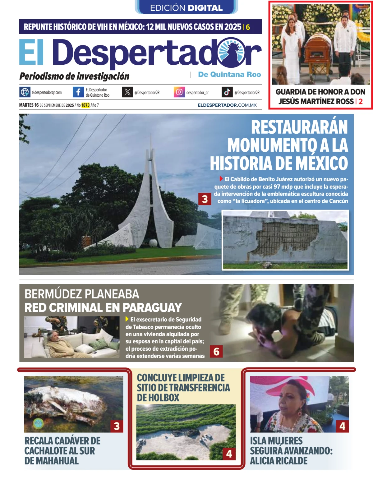 Portada de El Despertador de Quintana Roo