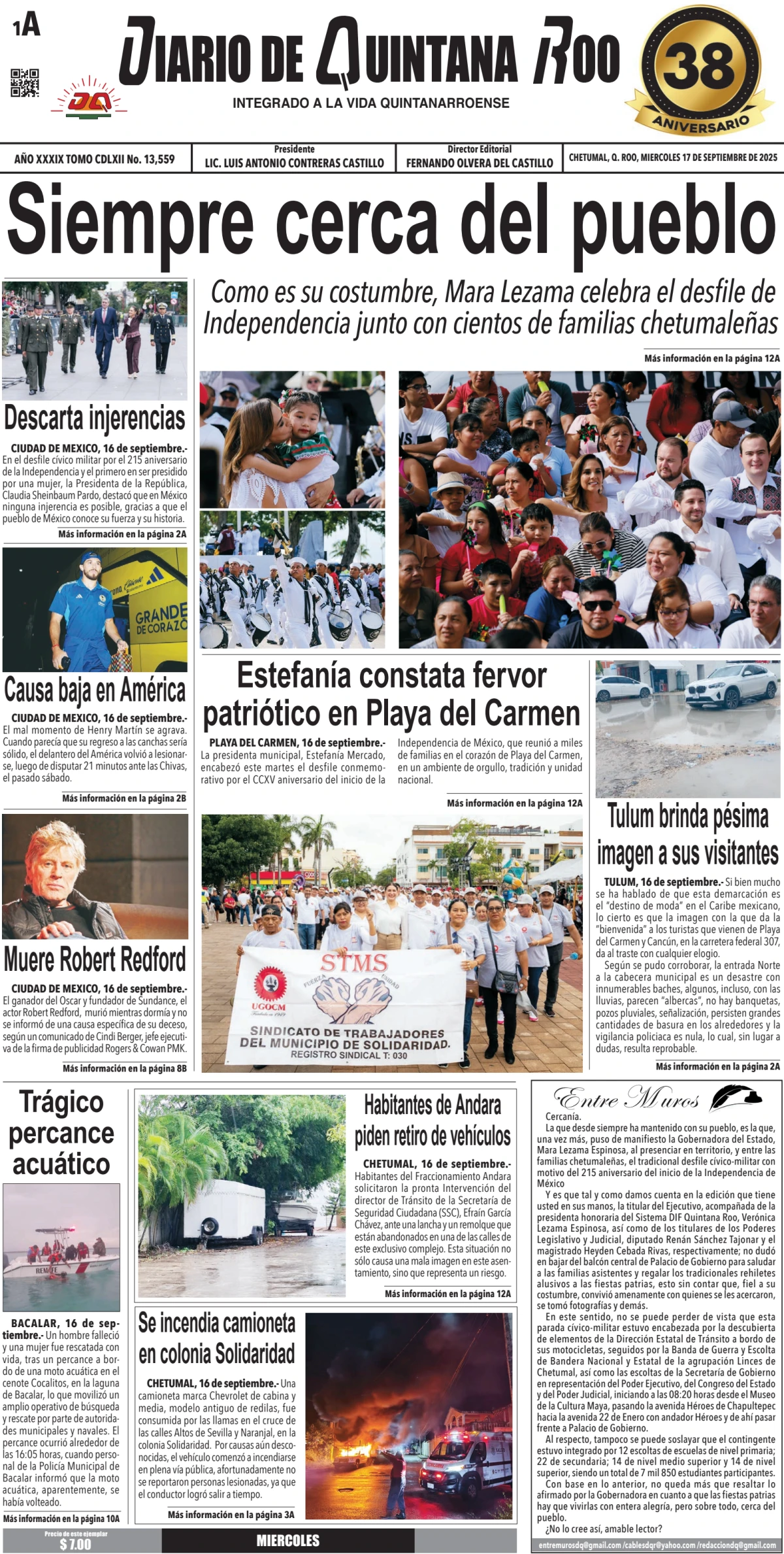 Portada de Diario de Quintana Roo (portada)