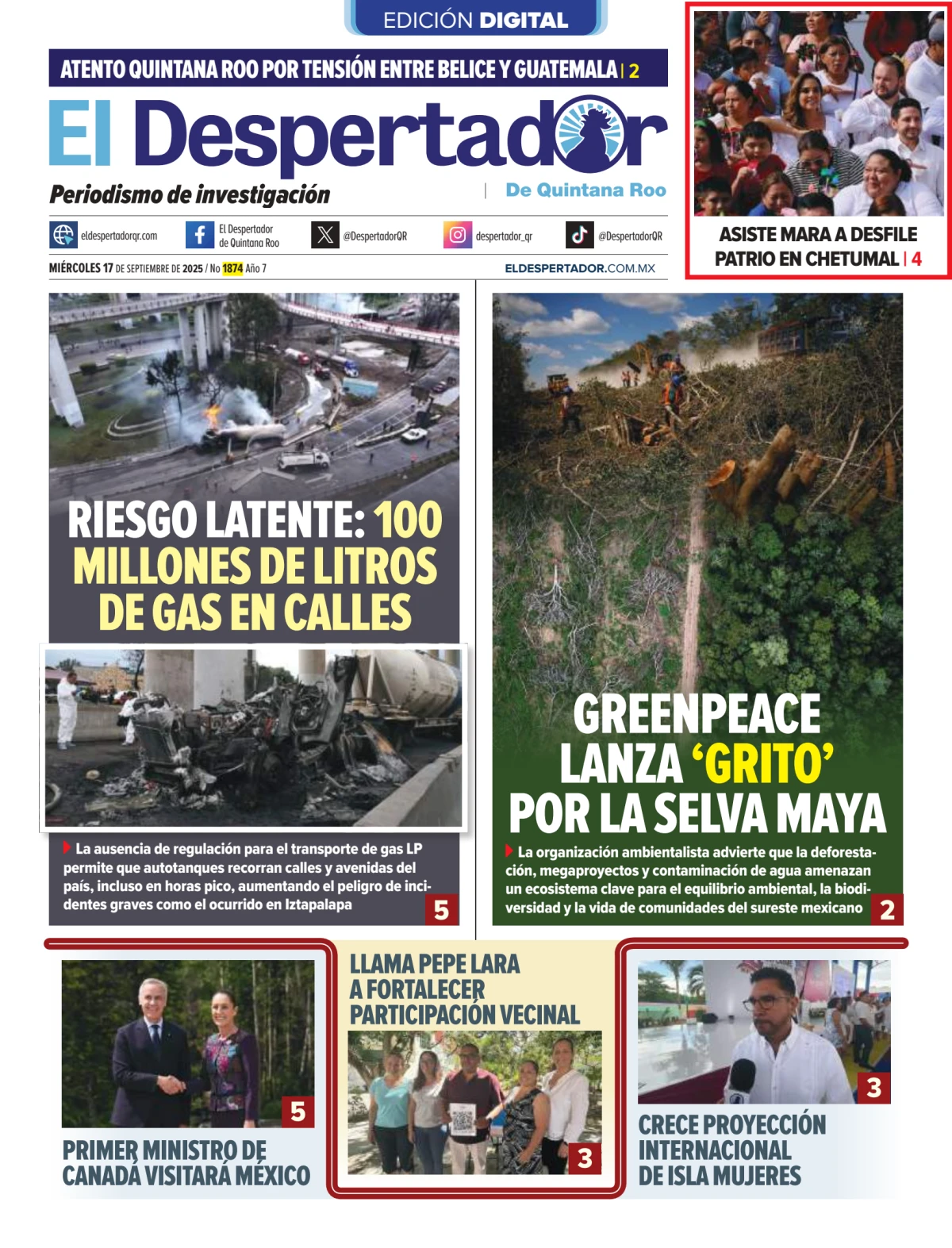 Portada de El Despertador de Quintana Roo