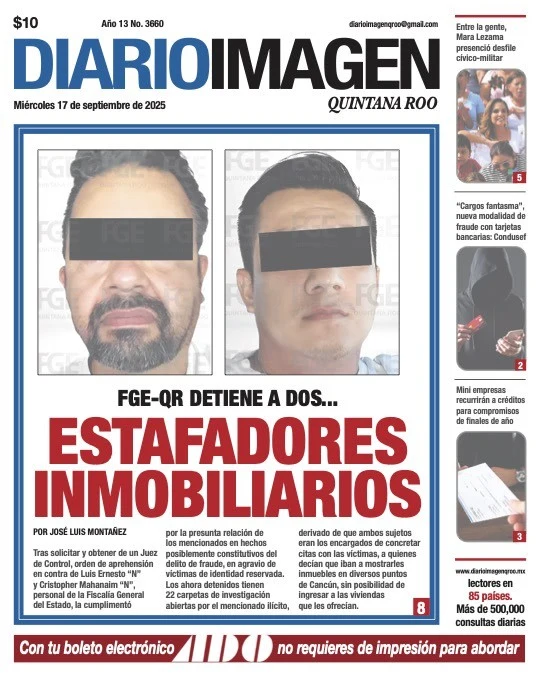 Portada de Diario Imagen Quintana Roo