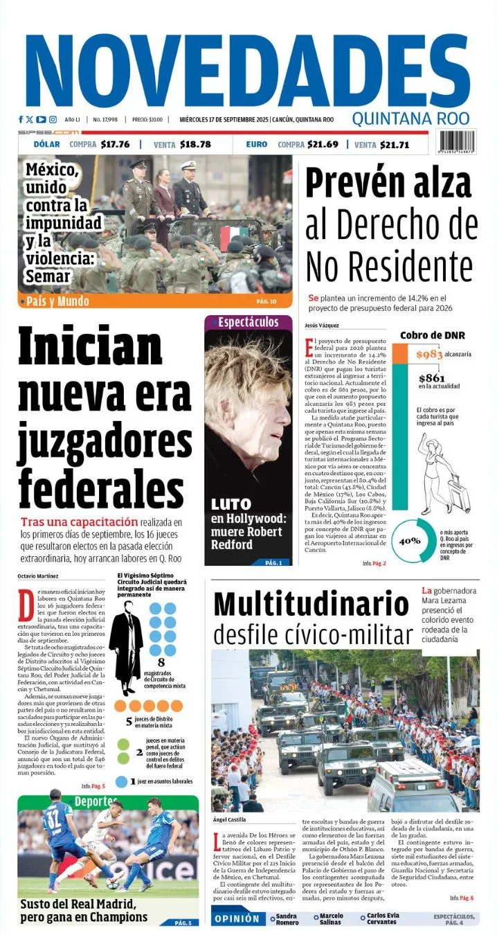 Portada de Novedades Quintana Roo