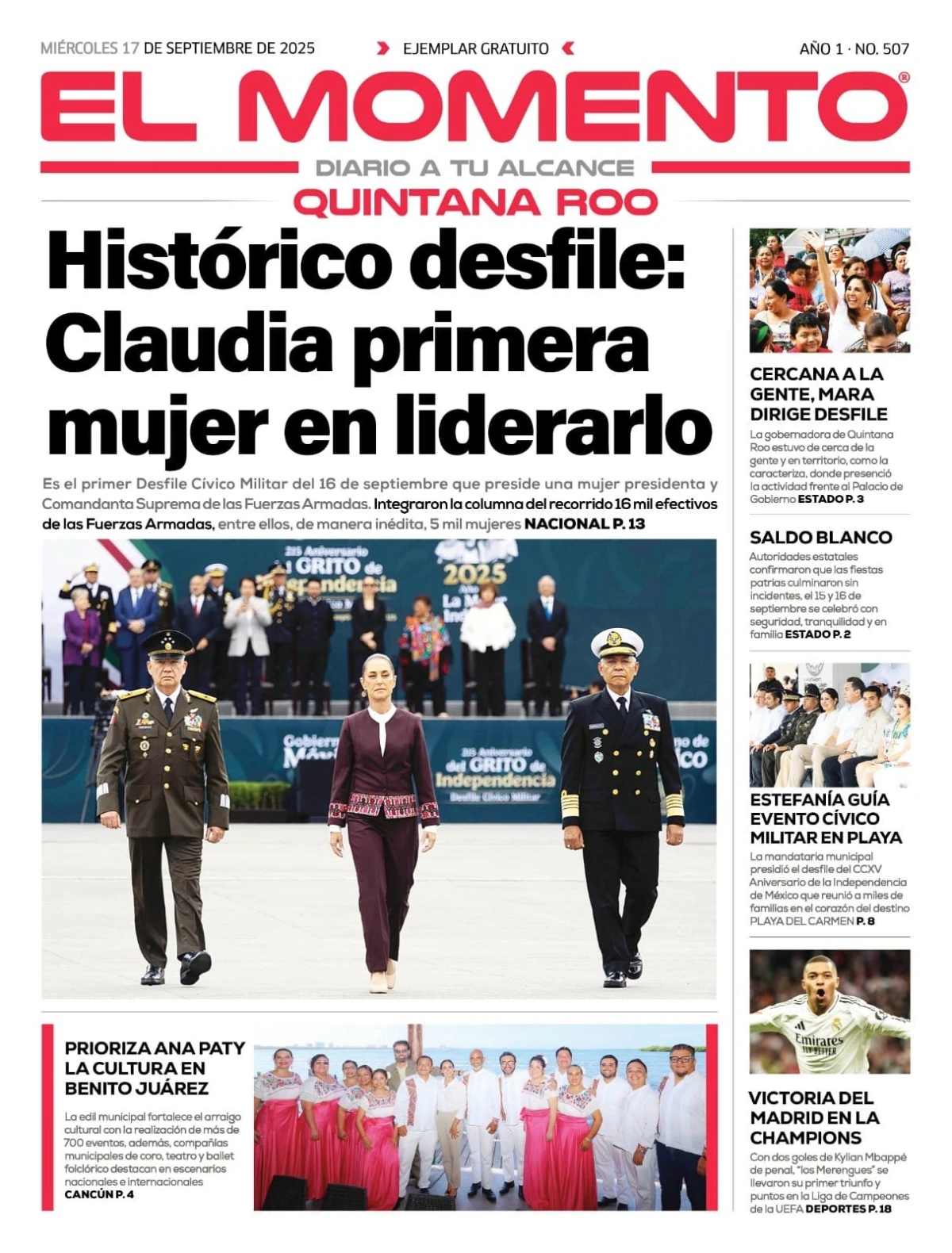 Portada de El Momento Quintana Roo