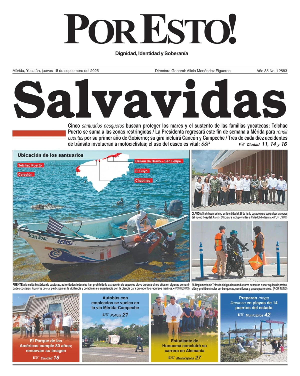 Portada de Por Esto (merida, Yucatan) del jueves, 18 de septiembre de 2025