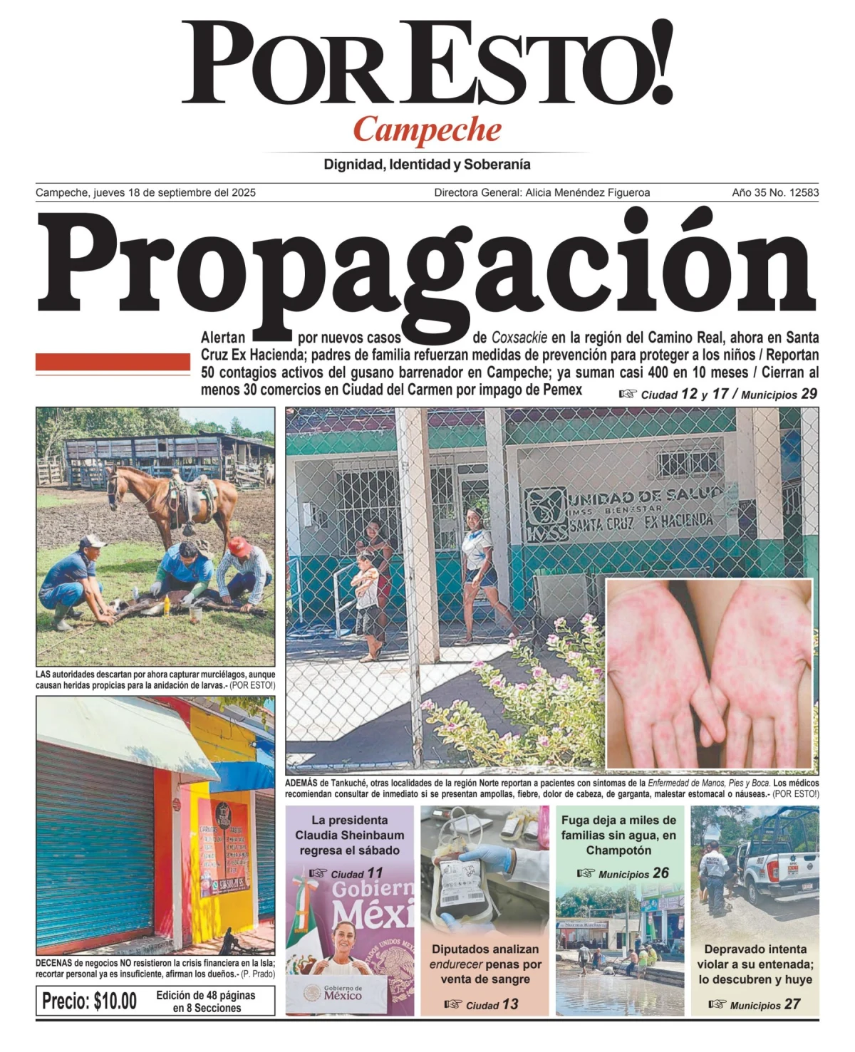 Portada de Por Esto (campeche) del jueves, 18 de septiembre de 2025